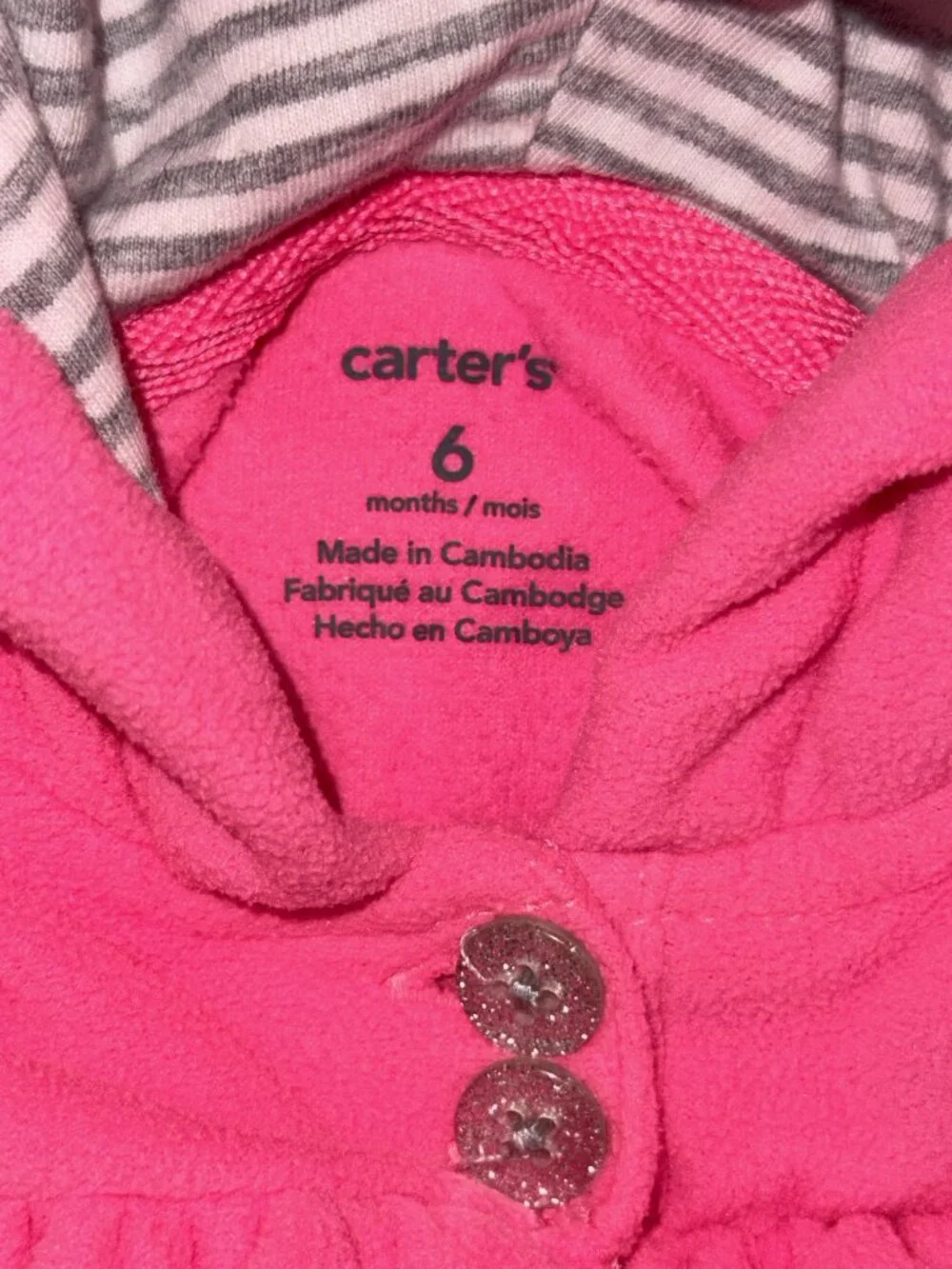 Carter's Girl Hoodie Outfit | Pink Hooded Top + Polka Dot Leggings Size 6M GUC